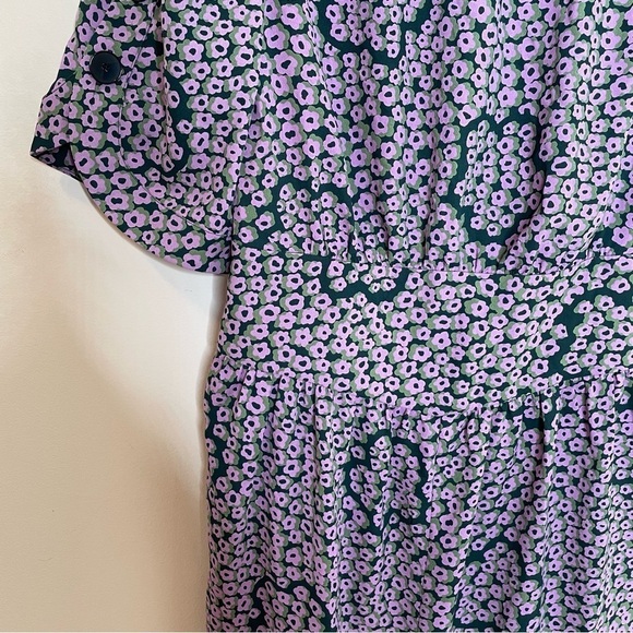 Kate Spade Flair Flora Purple Floral Print Mini Dress Deep Spruce Size 2 - Picture 4 of 8